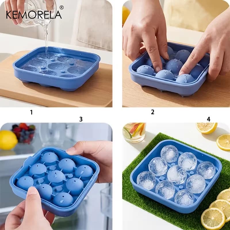 Khay làm đá khuôn bóng đá 9 lỗ có nắp