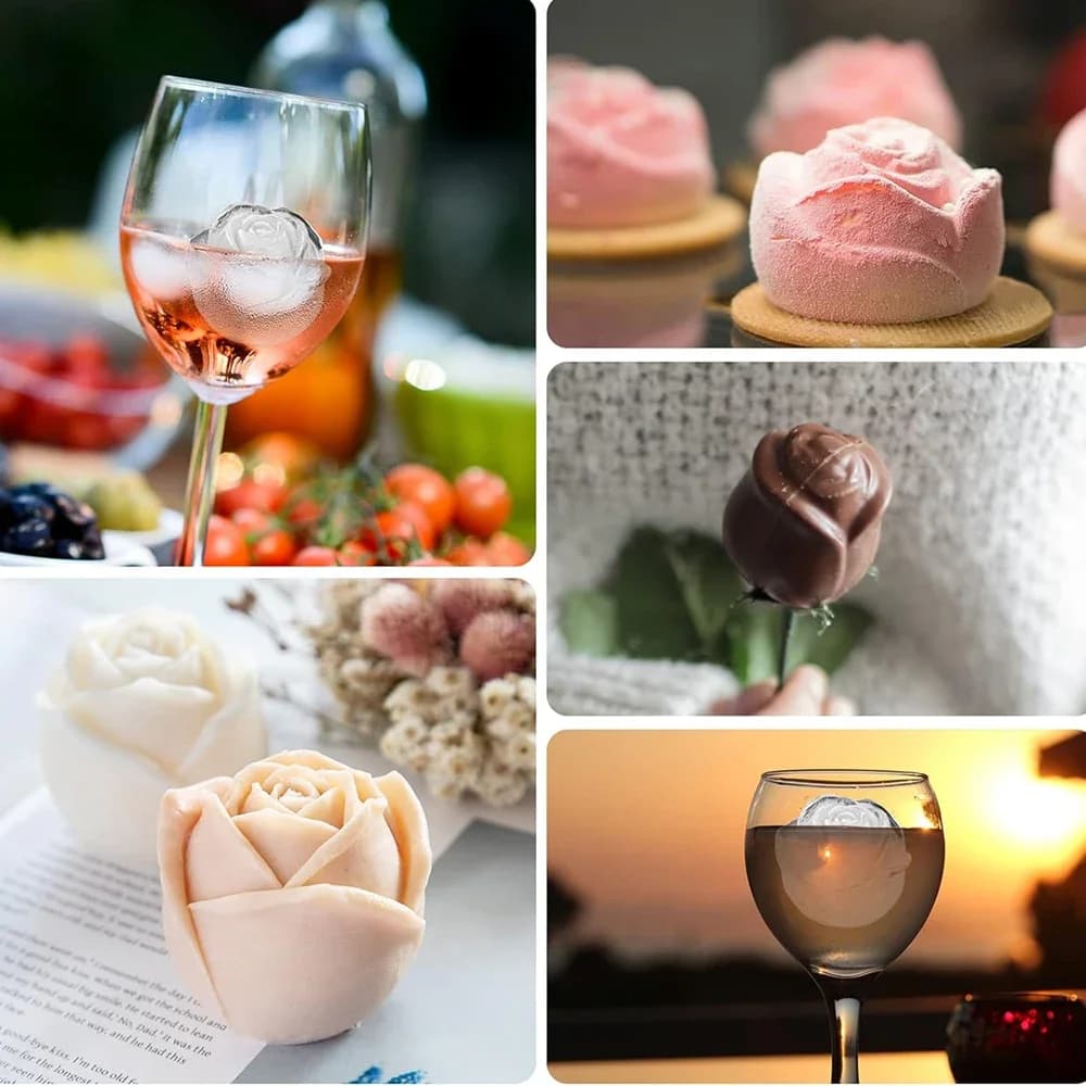 Khuôn đá hoa hồng 6 ô kèm phễu